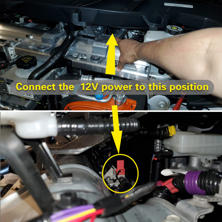 The Power frunk connect the 12 V power to the red one position