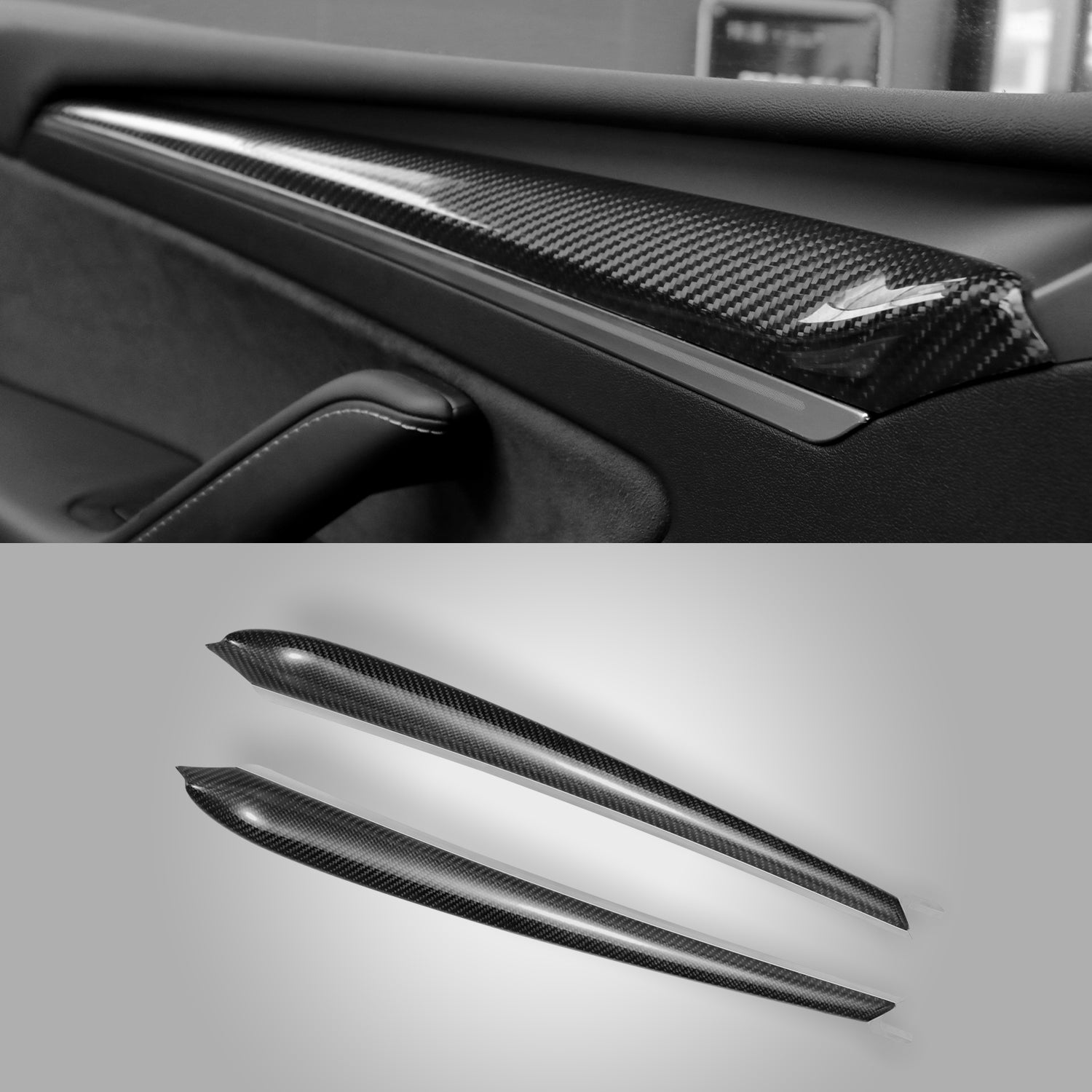 Glossy real carbon fiber door trim panel kit