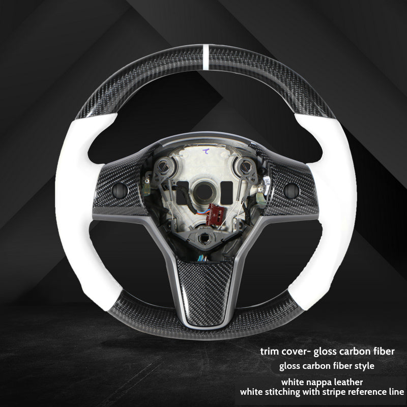 Gloss Carbon fiber steering wheel with nappa leather.