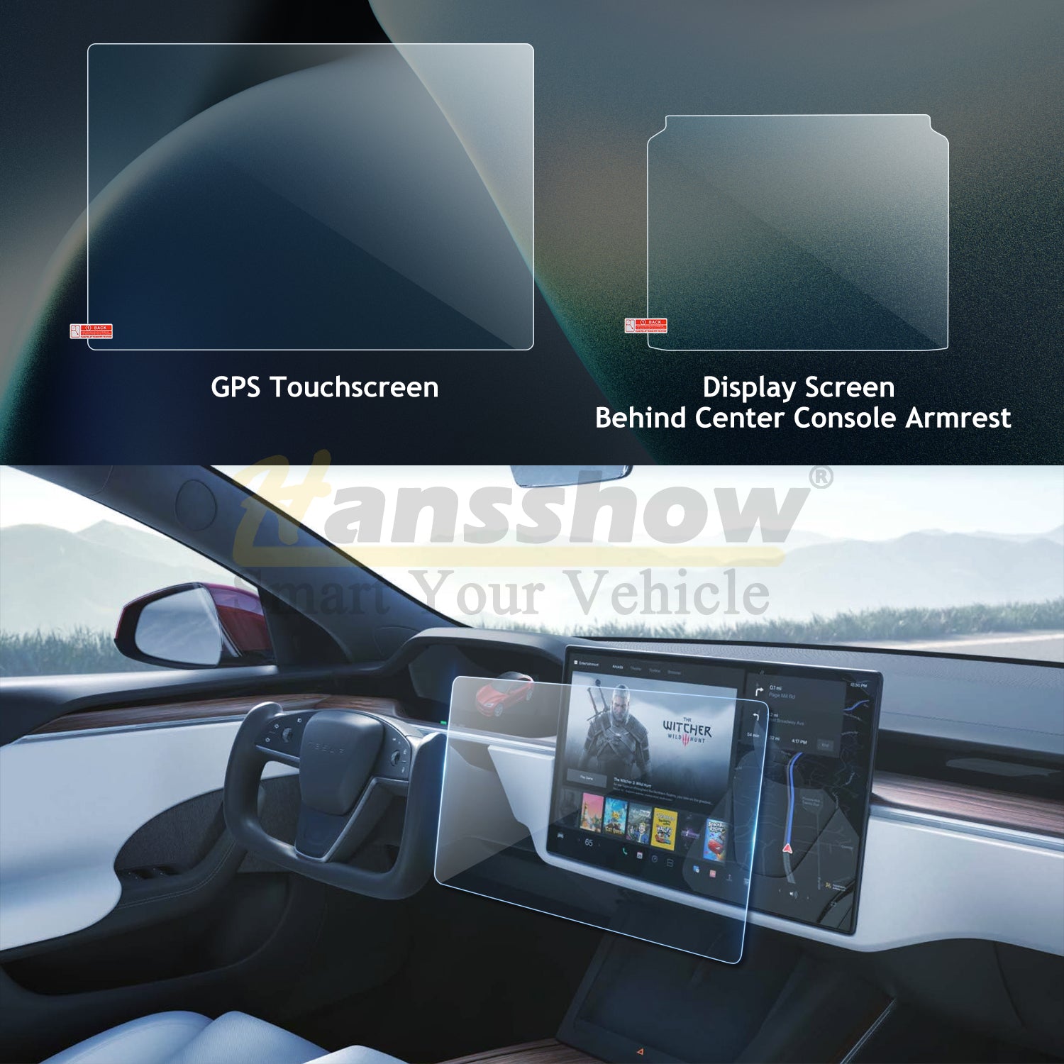 2021+ Model S/X (9H) Tempered Glass Screen Protector Hansshow
