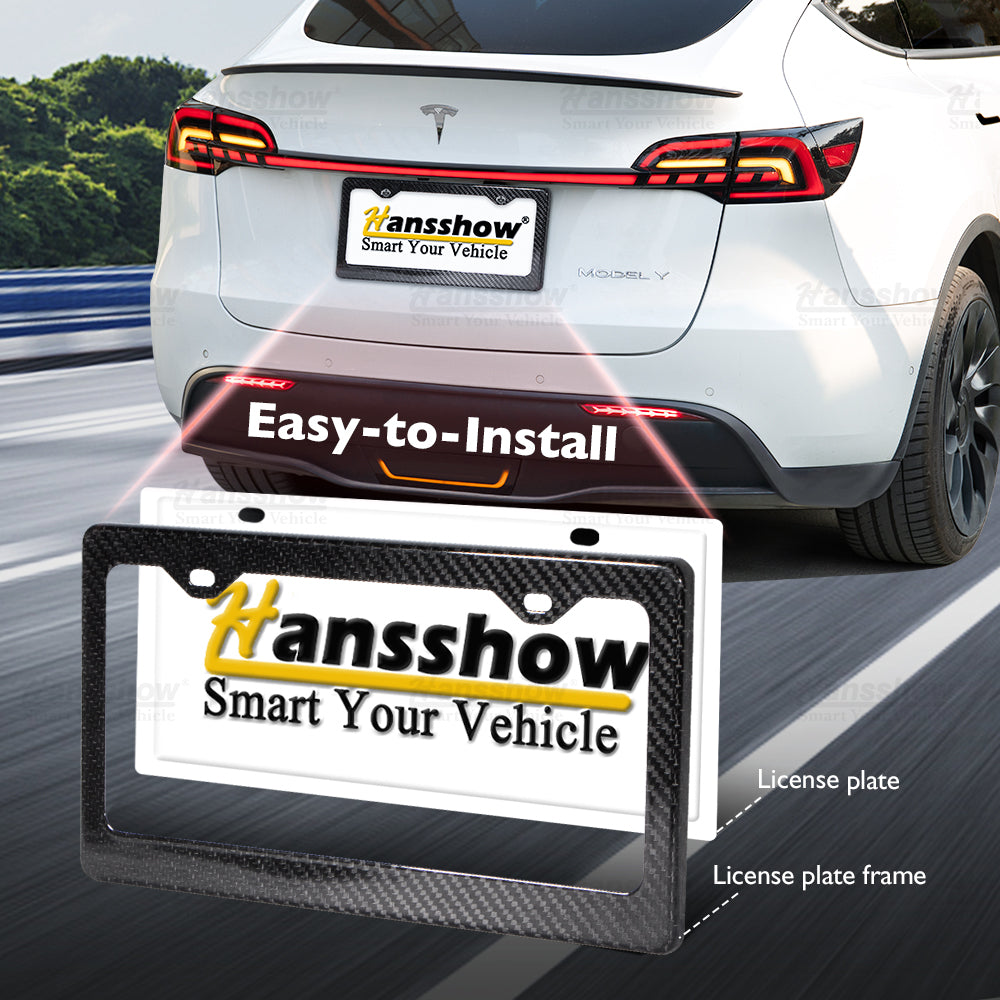Hansshow Real Carbon Fiber License Plate Frame For Model S3XY (2pcs/set)