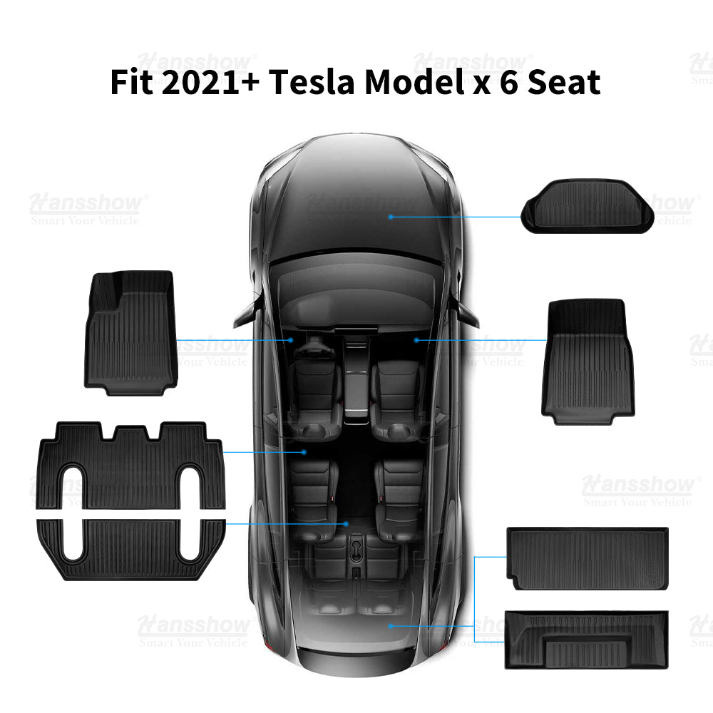 Hansshow Tesla Model X 2021+ Waterproof Floor Mats +Trunk&Frunk Floor Liners