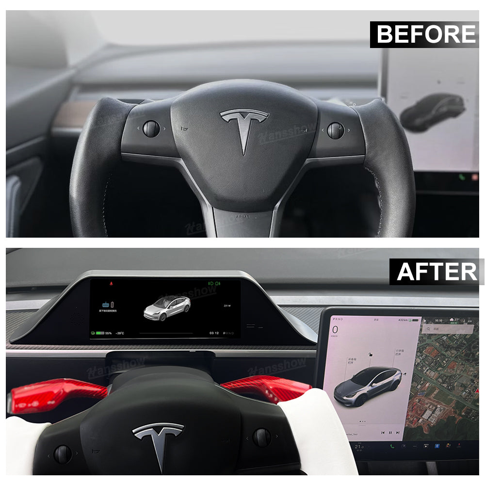 Hansshow Tesla Model 3 Y 8.9" Head-Up Display Instrument Cluster Dashboard Display Touchscreen Inspired By Model S/X Style