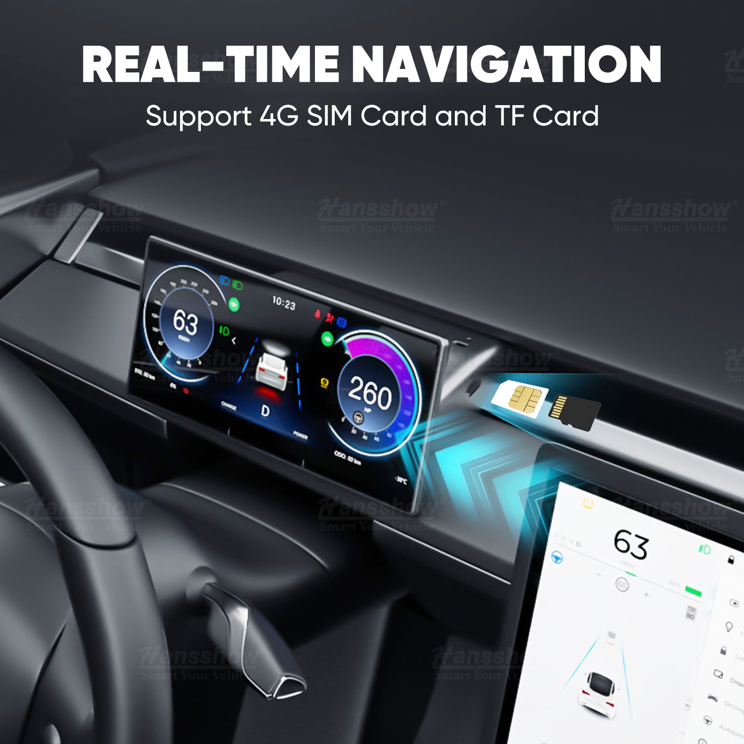 Tesla Model 3/Y F9 Carplay & Android Auto Dashboard Touch Screen Display