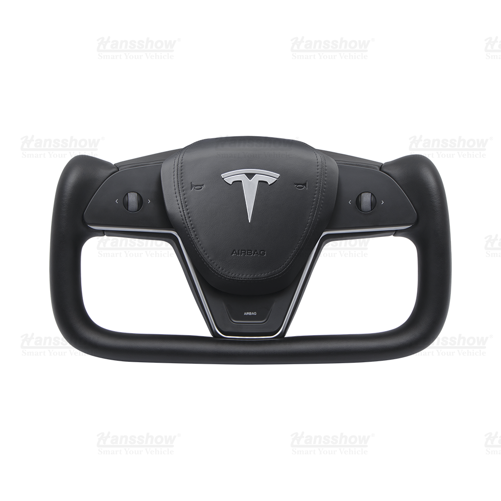 Tesla Model 3 Y Yoke Steering Wheel Upgrade-Nappa Black Leather