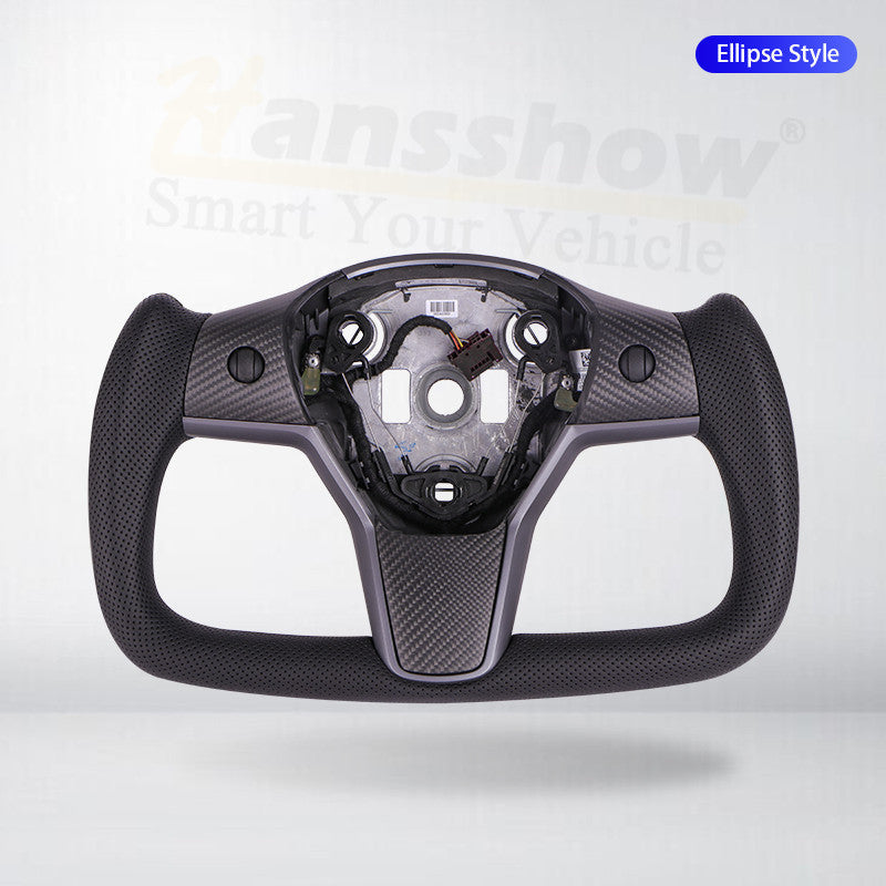 Ellipse style carbon fiber steering wheel made of Perforated Black leather