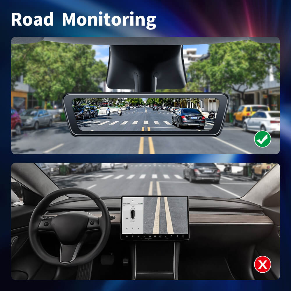 Tesla Model Y/Model 3 Highland Stream Media Rearview Mirror Dual Channel Recorder Dashcam Rear View Mirror 8.2"