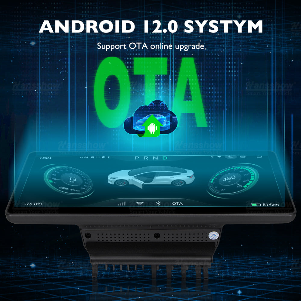 Hansshow Model 3 / Y Android 4G 10.25-tommer instrumentbræt berøringsskærm