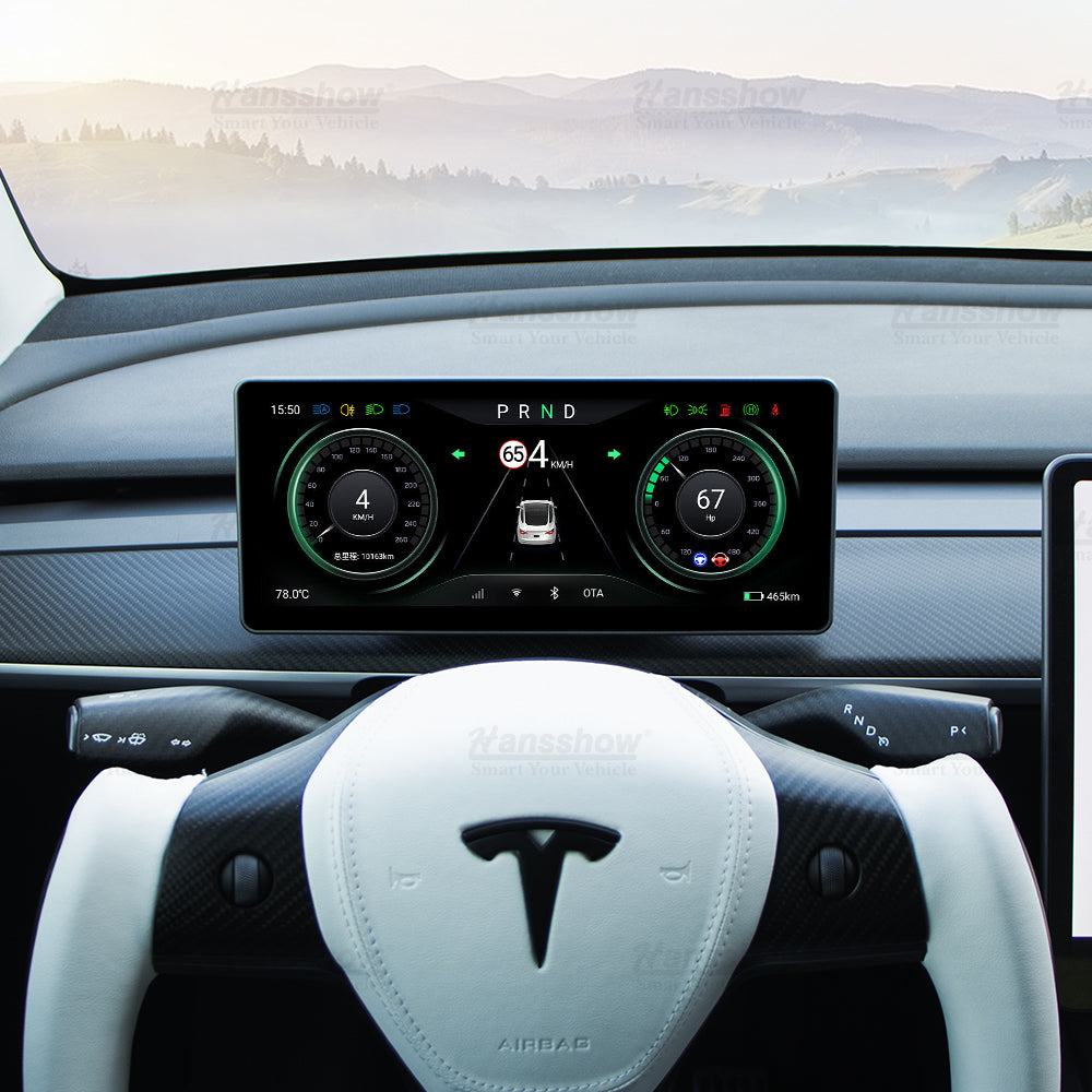 Android 4G 10.25 인치 Tesla Model 3 Y 계기판 헤드 업 디스플레이 |한스쇼