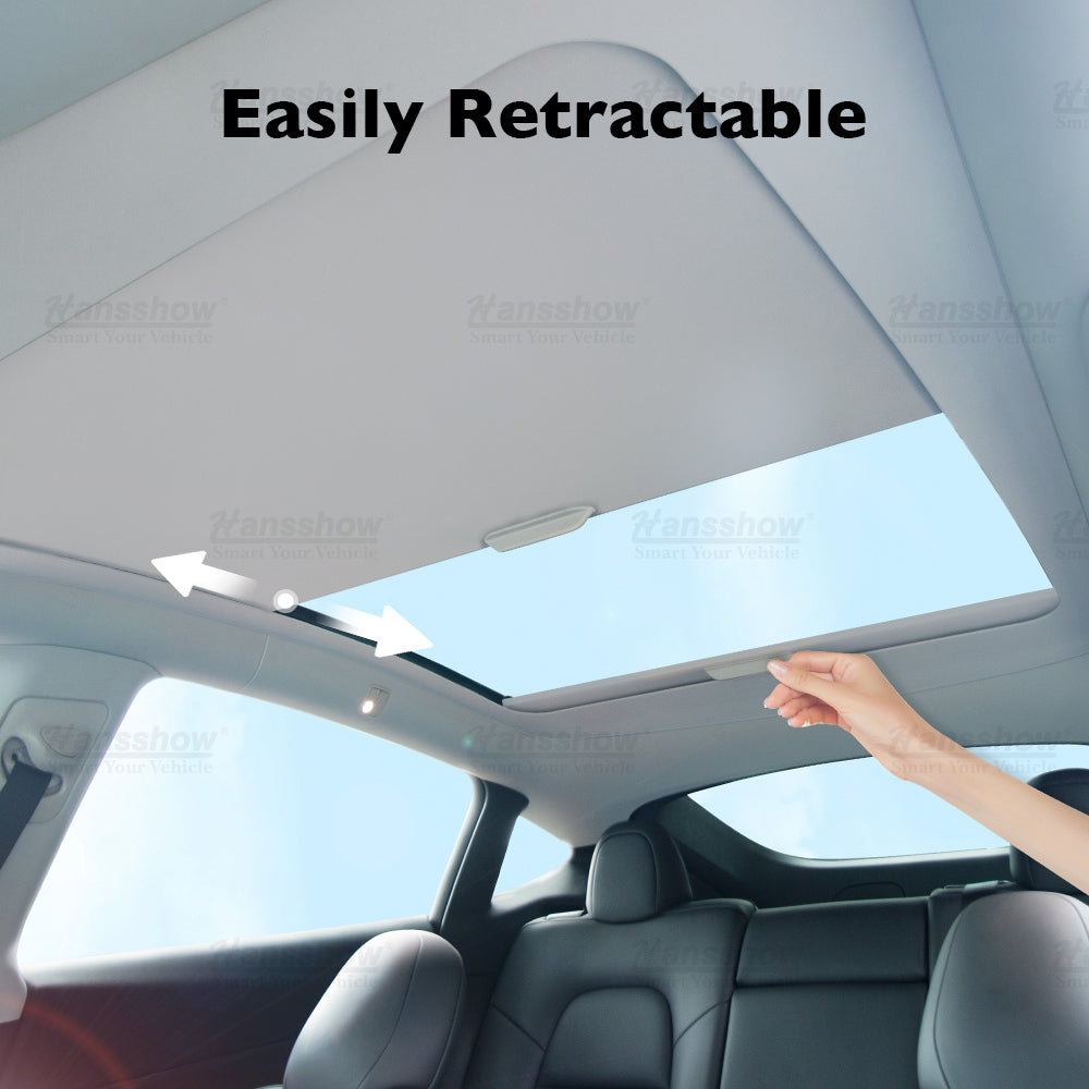 Model 3/Y Retractable Glass Roof Roller Sunshade (Fabric Style)