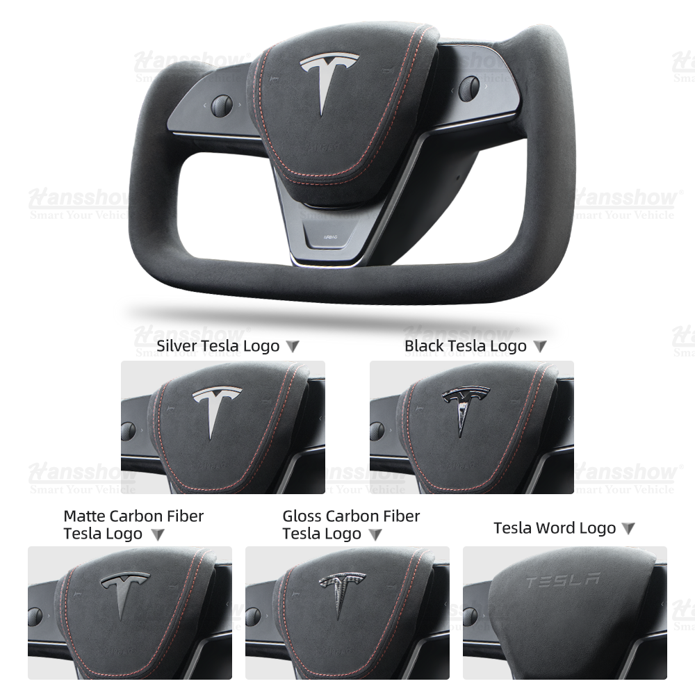 Tesla Model 3/Y Alcantara Black Yoke rat (Design inspireret af Model X/S åg)