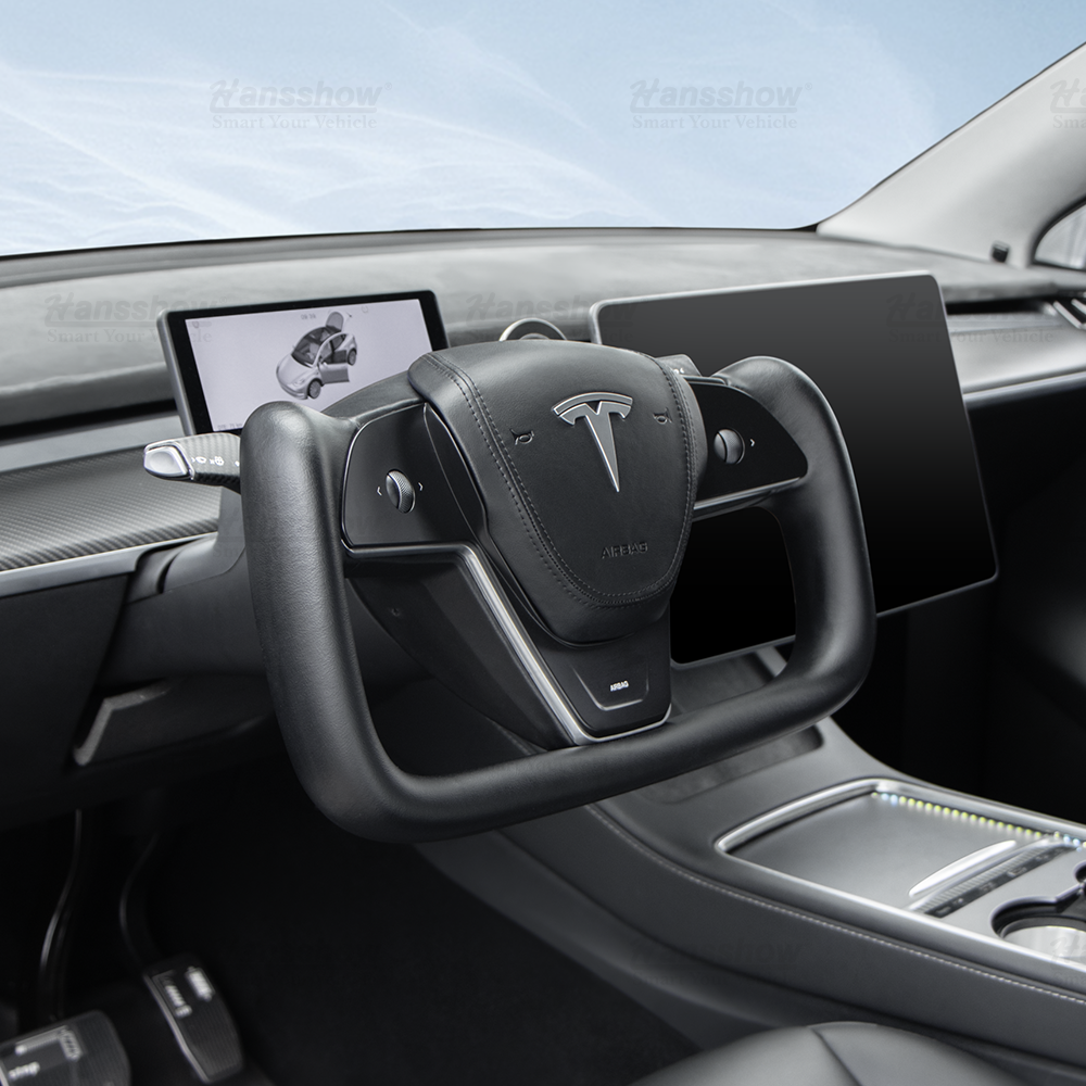 Tesla Model 3/Y 나파 블랙 가죽 요크 스티어링 휠(Model X/S 요크에서 영감을 받음)