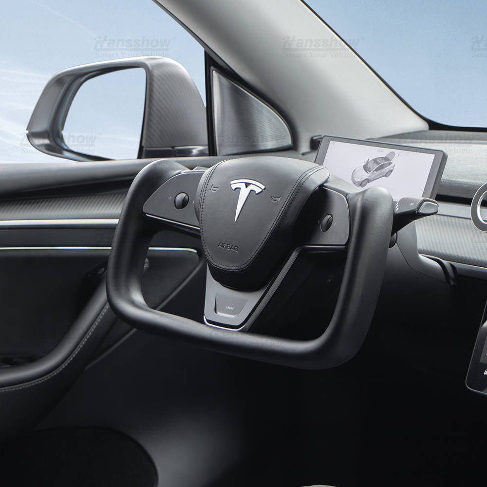 Tesla Model 3/Y 나파 블랙 가죽 요크 스티어링 휠(Model X/S 요크에서 영감을 받음)