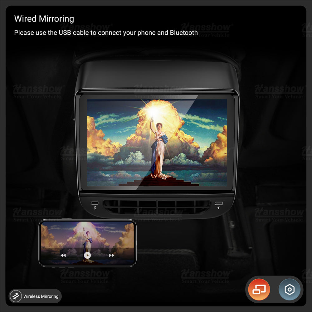 Tesla Model 3 / Y H7 Plus bakseteskjerm Carplay og Android Auto Display