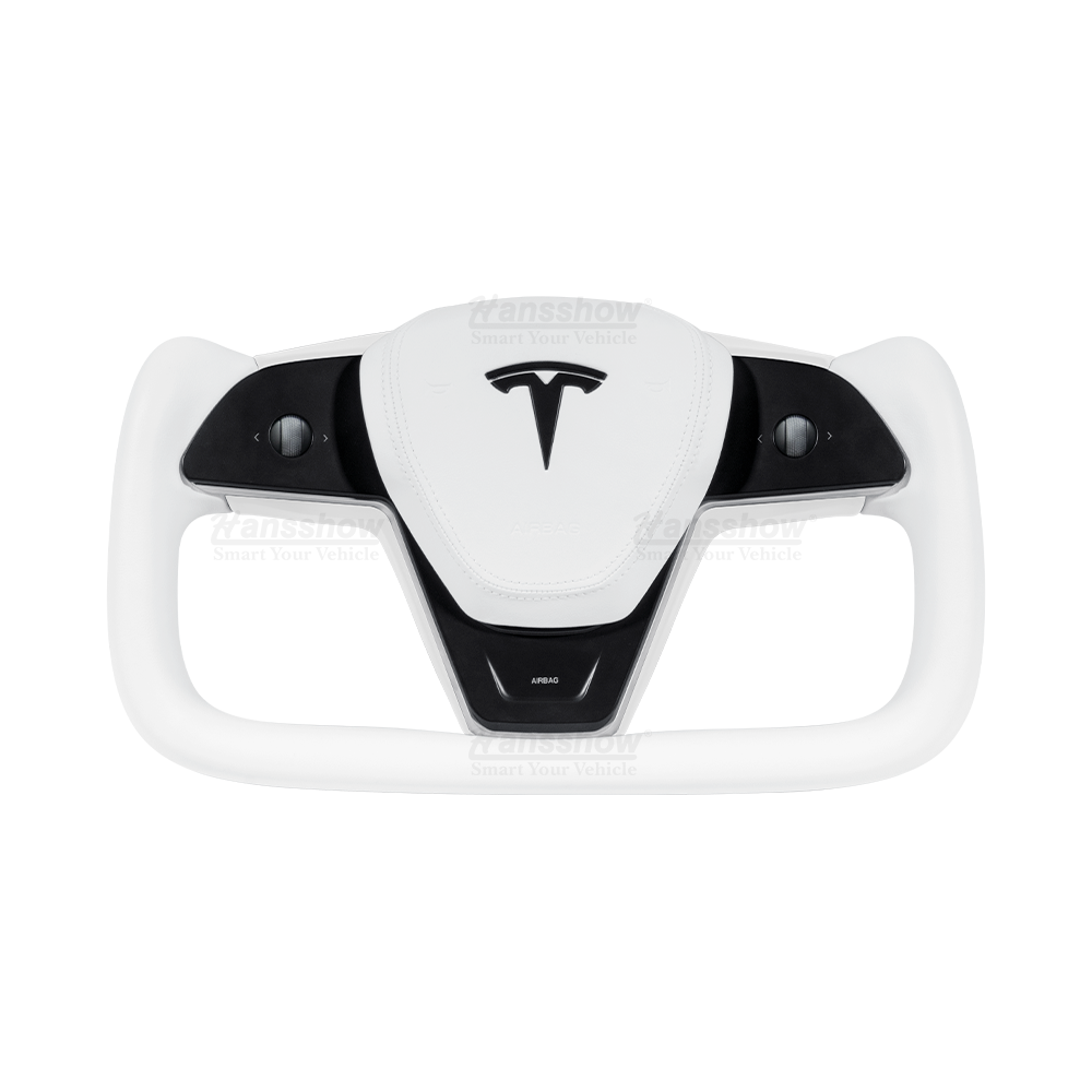 Tesla modell 3/Y Joke ratt (Inspirert av Modell X/S Yoke) - Nappa hvit lær