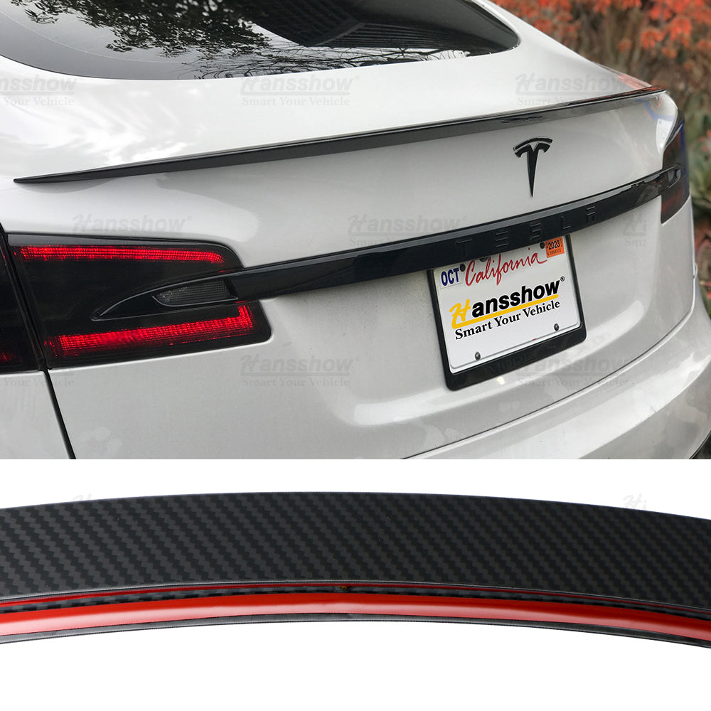 모델 S 실제 탄소 섬유 후방 트렁크 립 스포일러