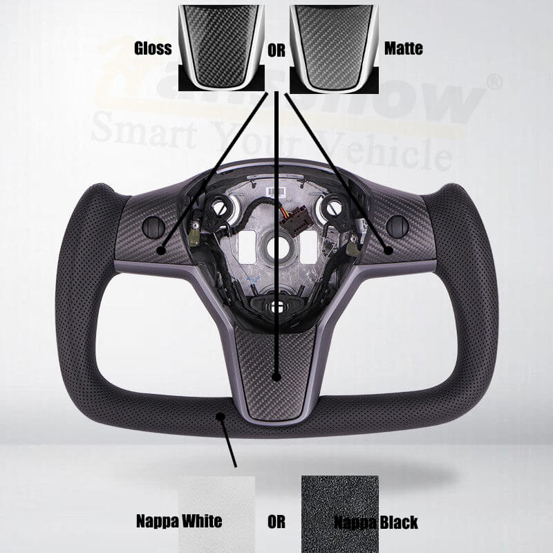 Hansshow Model 3/Y Yoke Style Carbon Fiber Steering Wheel