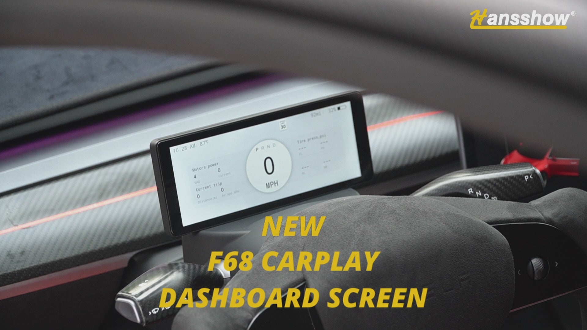 Tesla Model 3/Y F68 Carplay Instrument Cluster Head Up Display Screen