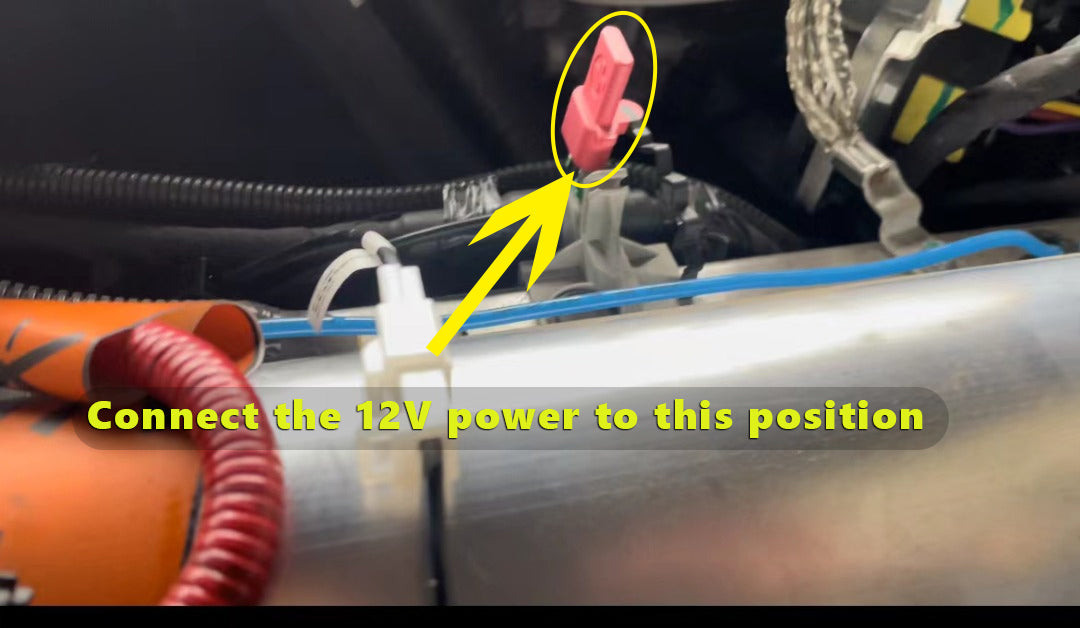 Connect the 12V power to the red one position