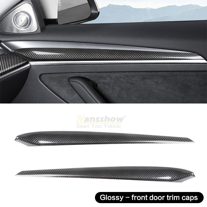 Gloss front door trim caps for model 3/Y
