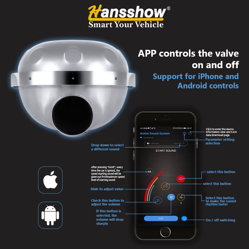 App Control the sound booster exhaust