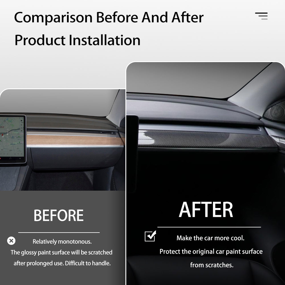 Real carbon fiber  dashboard install comparision