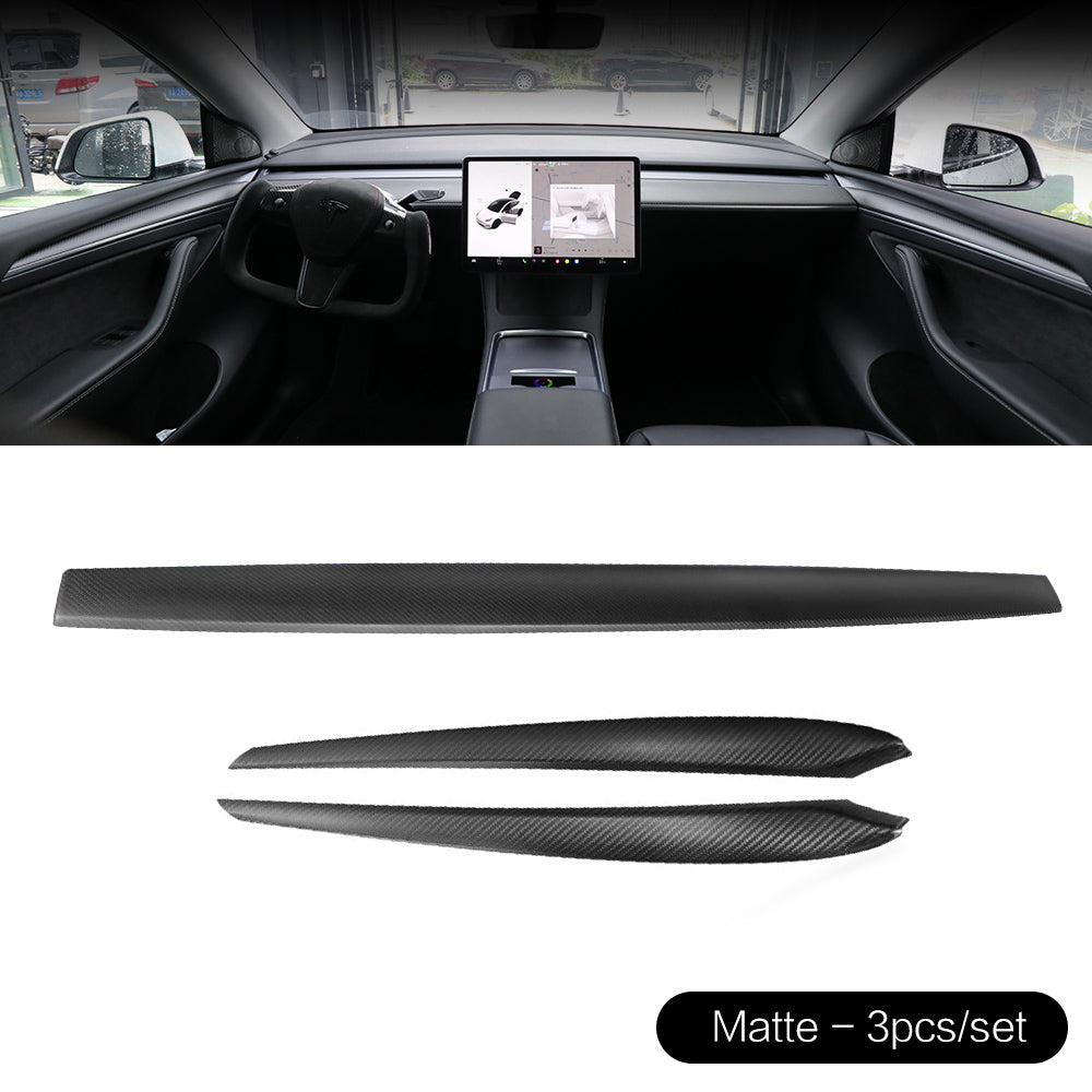 Matte Real Carbon Fiber Dashboard Cover and Front Door Trim Panel Caps