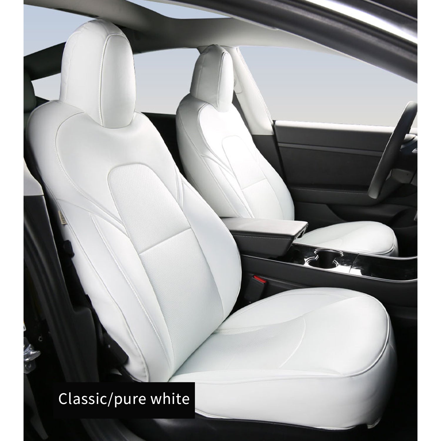 White PU leather front seat cover