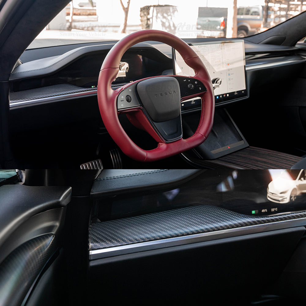 2022+ Model S Interior Carbon Fiber Doors & Dash Trim Kit (7pcs/set)