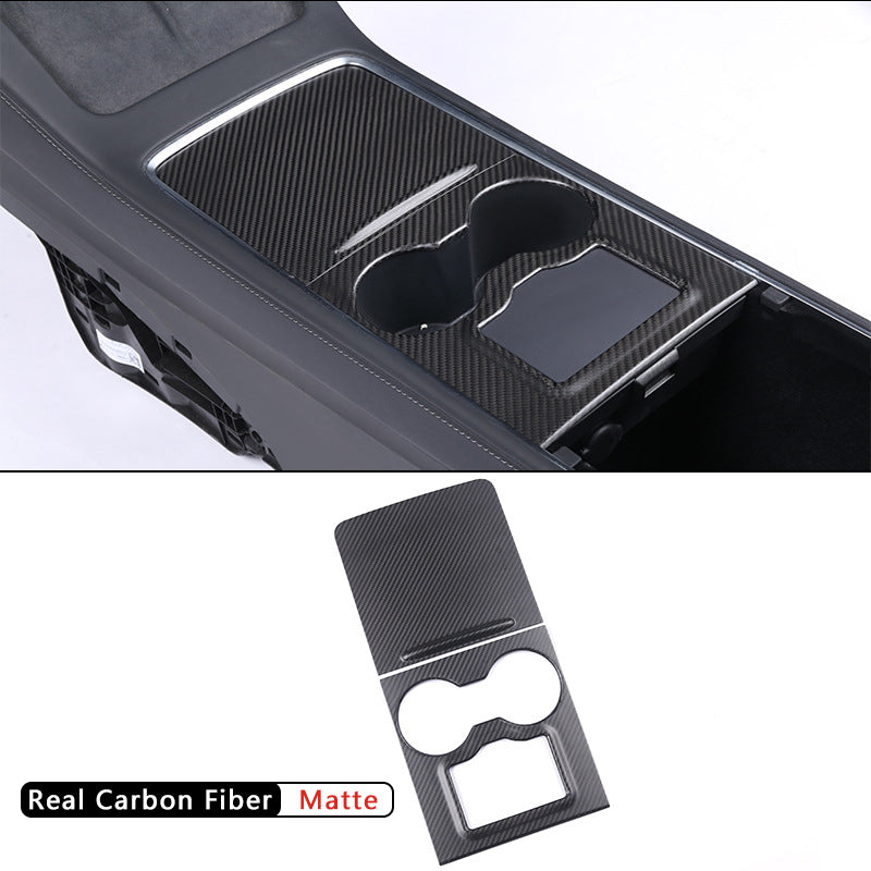 Cubierta del panel de moldura de la consola central de fibra de carbono real del modelo 3/Y