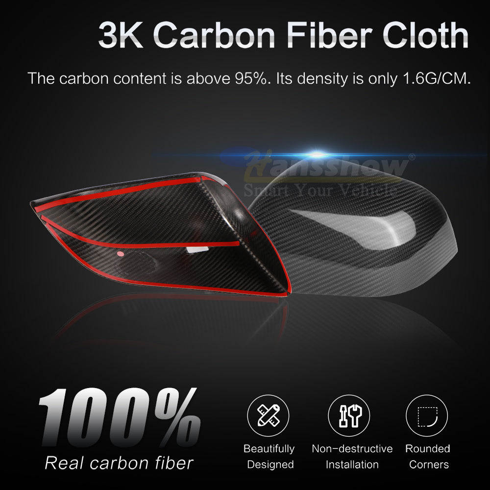 Model 3/Y Real Carbon Fiber Bagspejl dækket