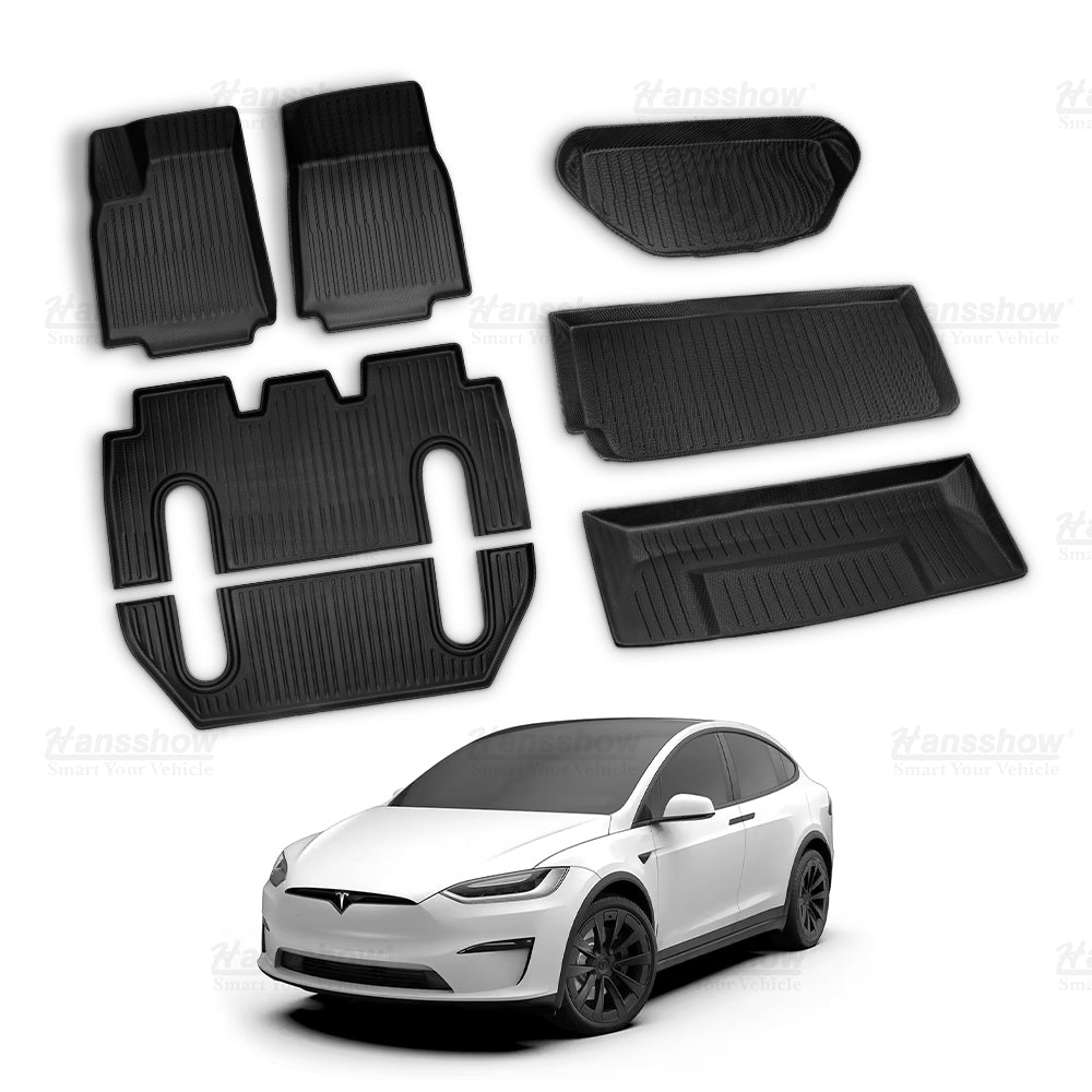 Hansshow Tesla Model X 2021+ wasserdichte Fußmatten + Kofferraum- und Kofferraumbodeneinlagen