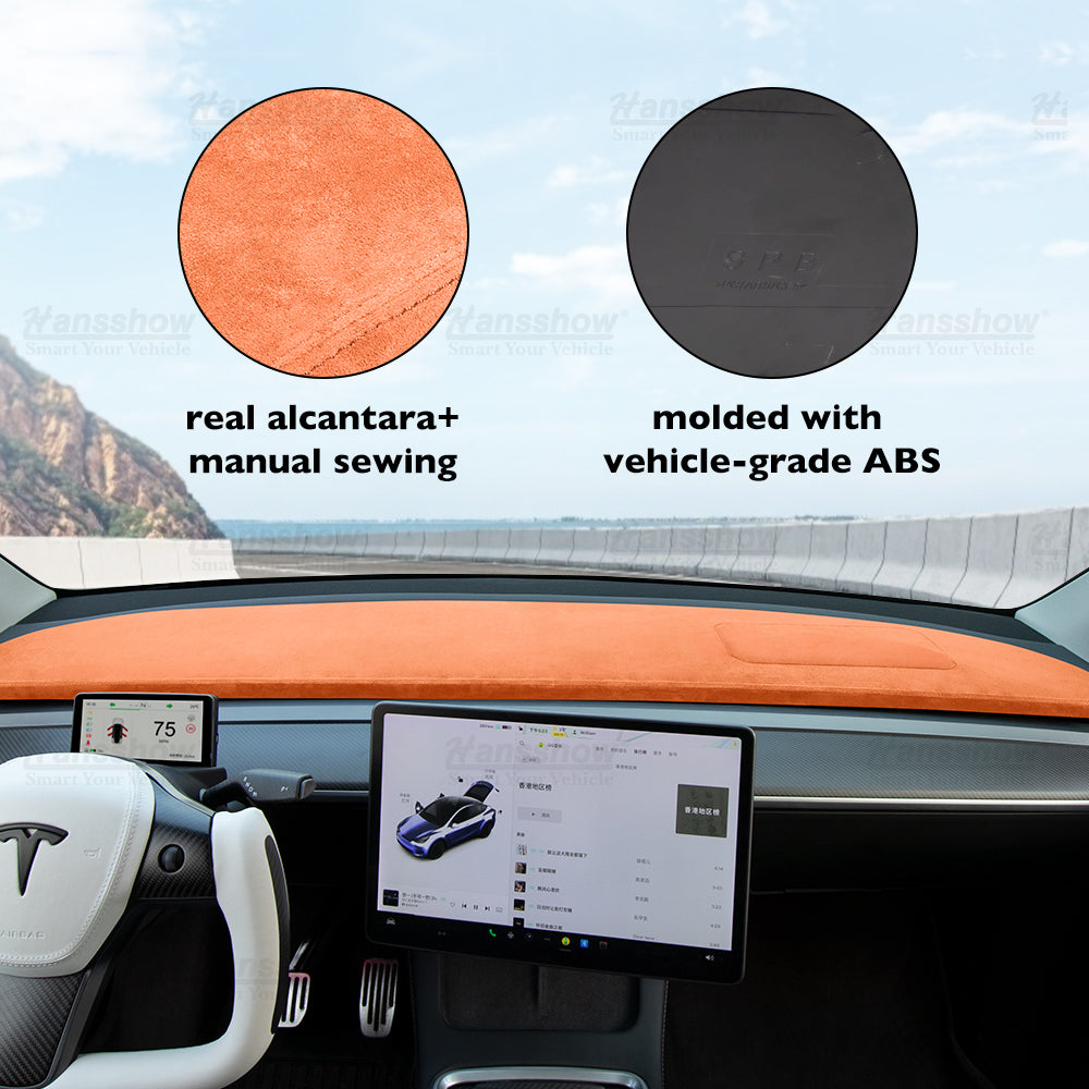 Tesla Model Y/3 Dash Mat Cover with Alcantara Leather | Hansshow