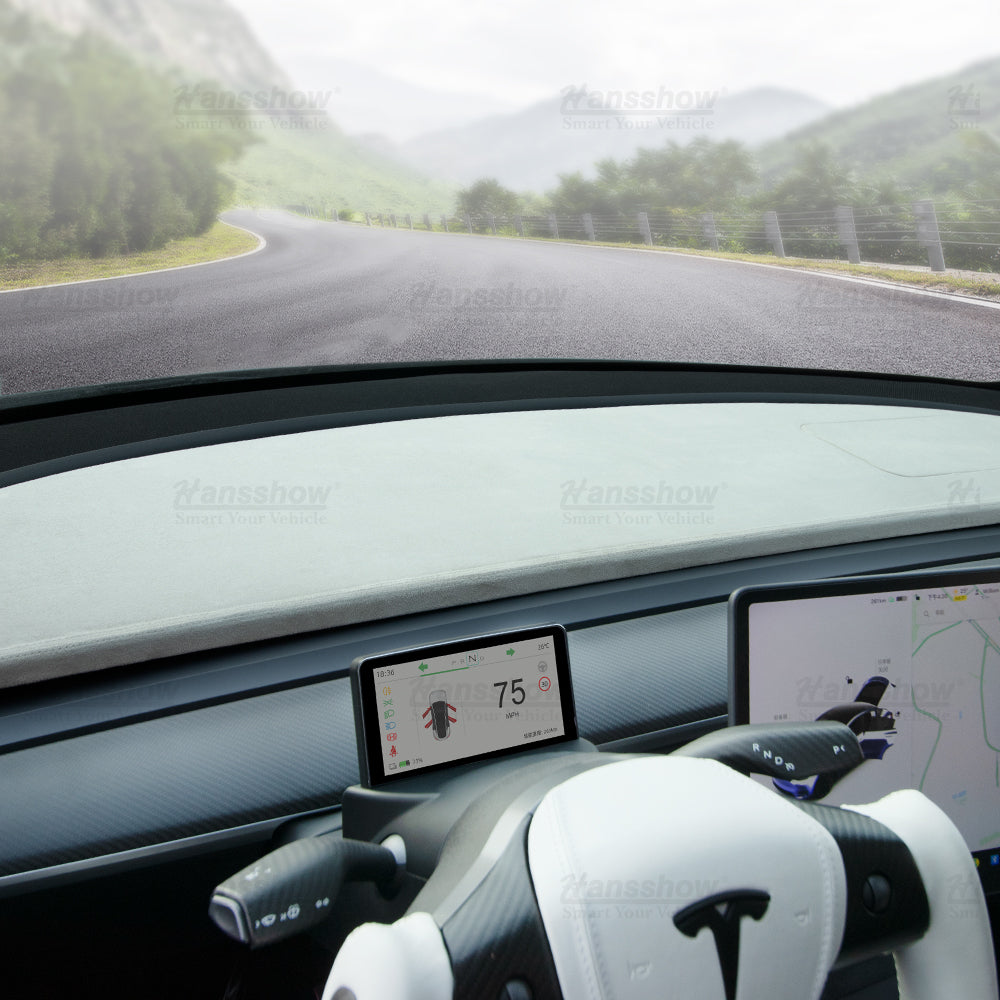 Tesla 모델 Y/3 대시 매트 커버, 알칸타라 가죽