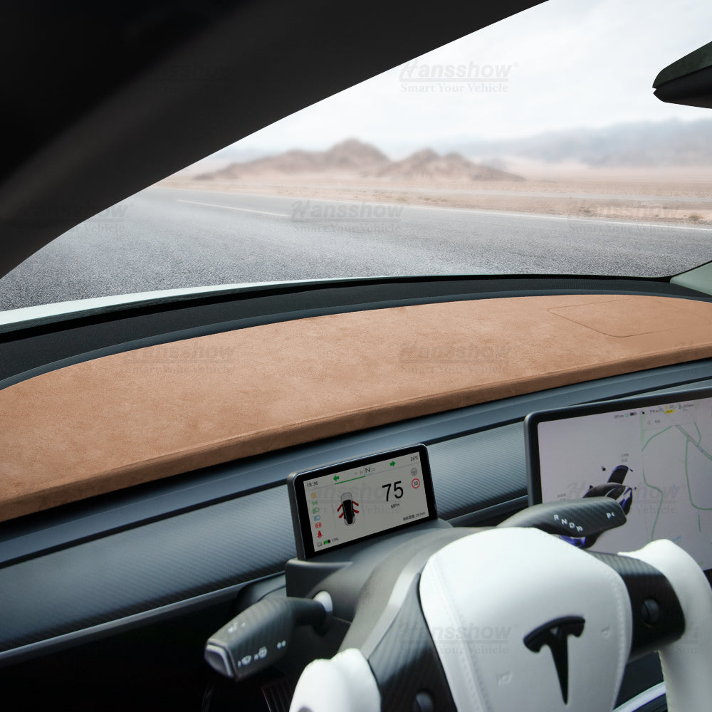 Tesla 모델 Y/3 대시 매트 커버, 알칸타라 가죽