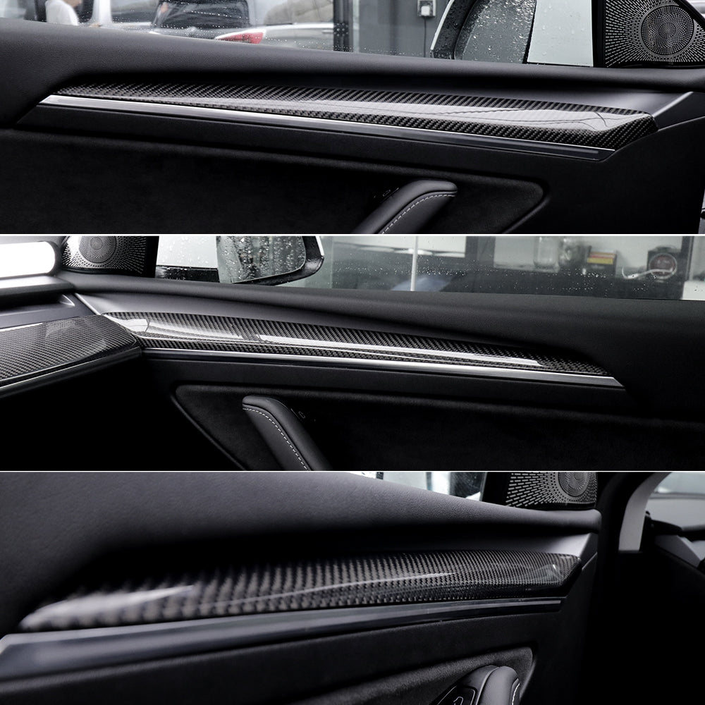 Real Carbon Fiber Front Door Trim Panel Caps for Model 3/Y