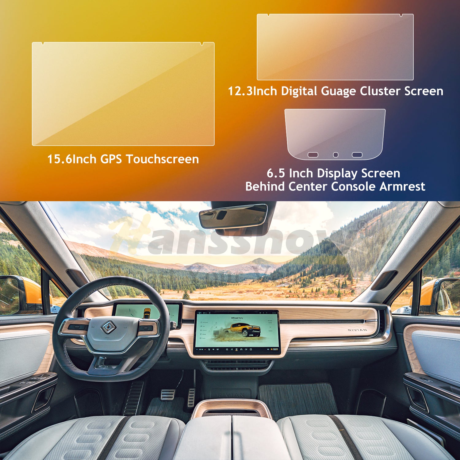 Rivian R1T/R1S Ultra-Premium Tempered Glass (9H) Screen Protectors