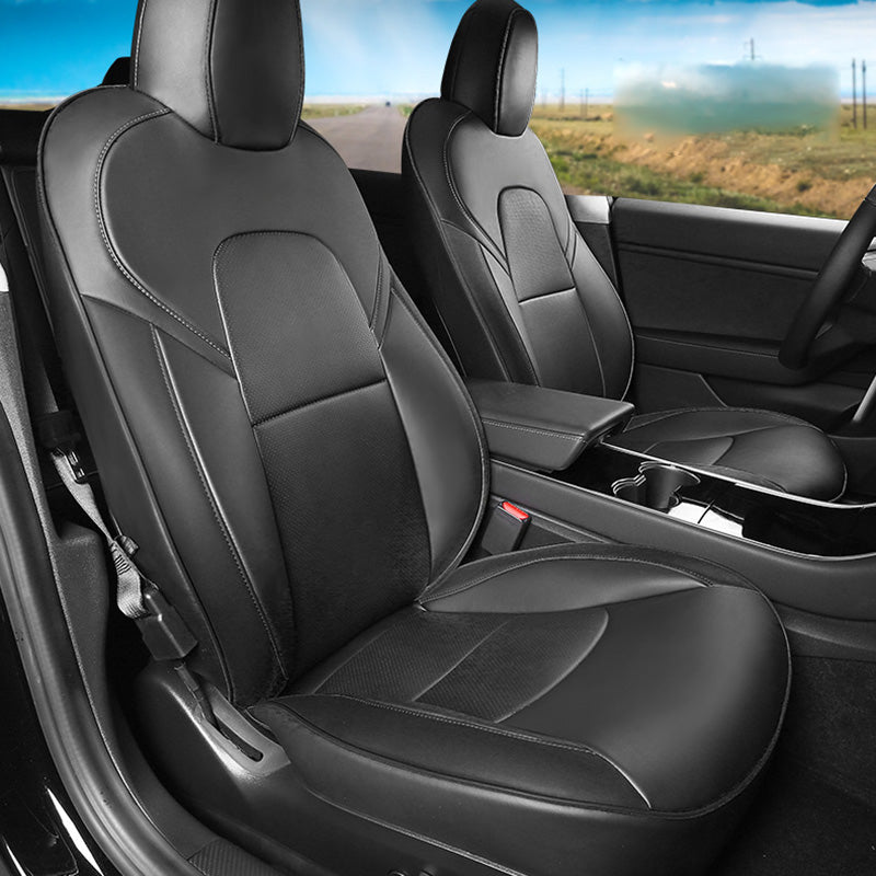 Black PU leather right side front seat cover 